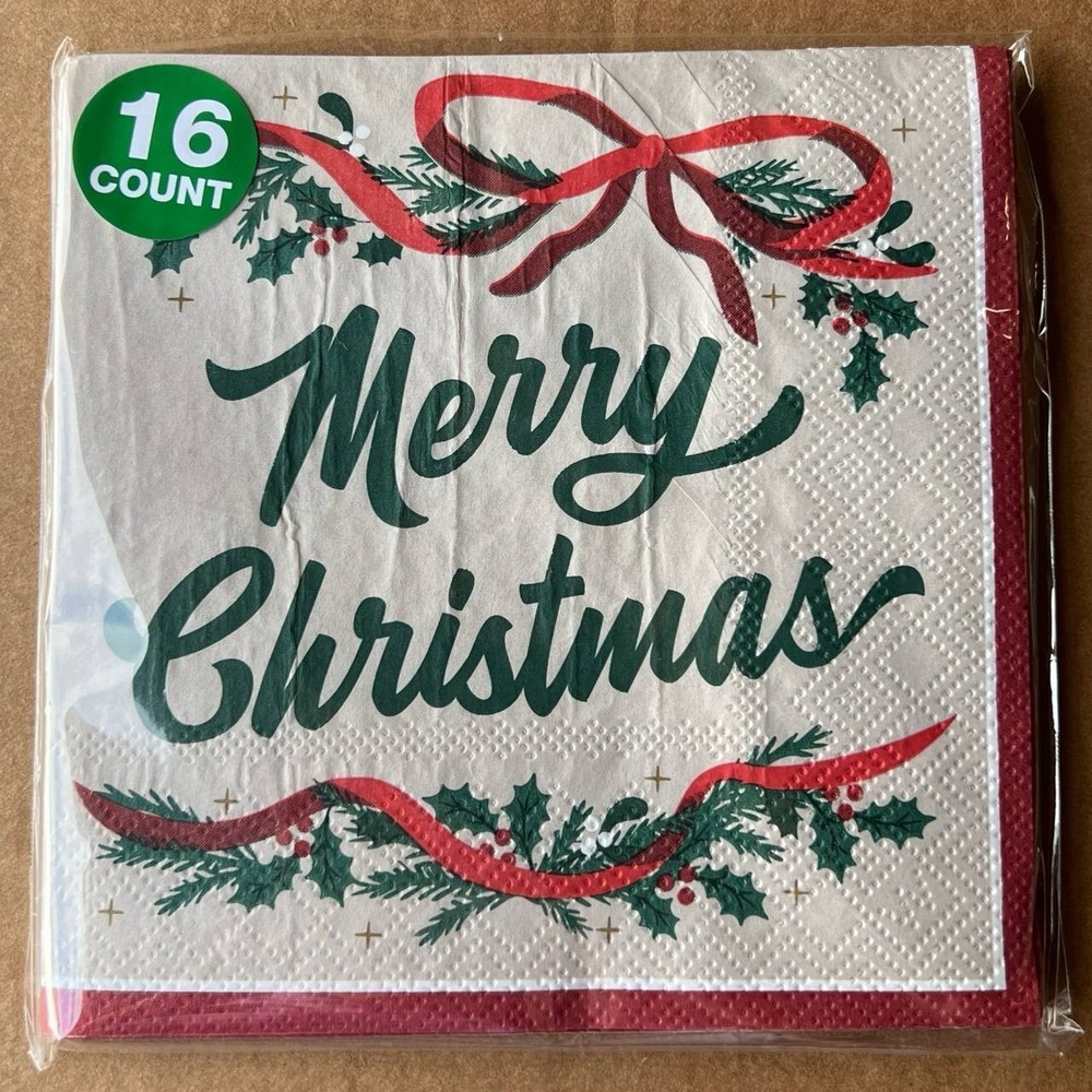 10 Pack Festive Voice Merry Christmas Lunch Napkins 16 Count 2-Ply 13" 160 Total